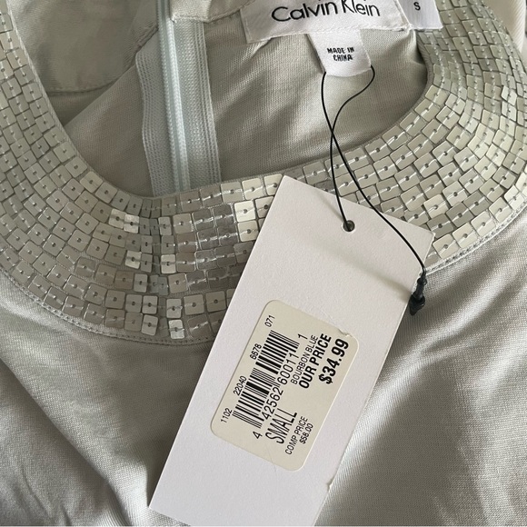 Calvin Klein sleeveless top with sequin jewel neckline size small - Picture 9 of 9